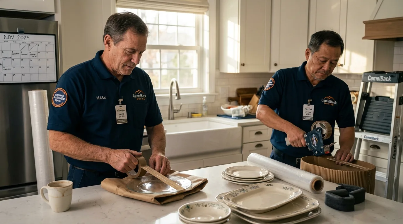 Professional crew packing kitchen dishware in Tunkhannock, PA